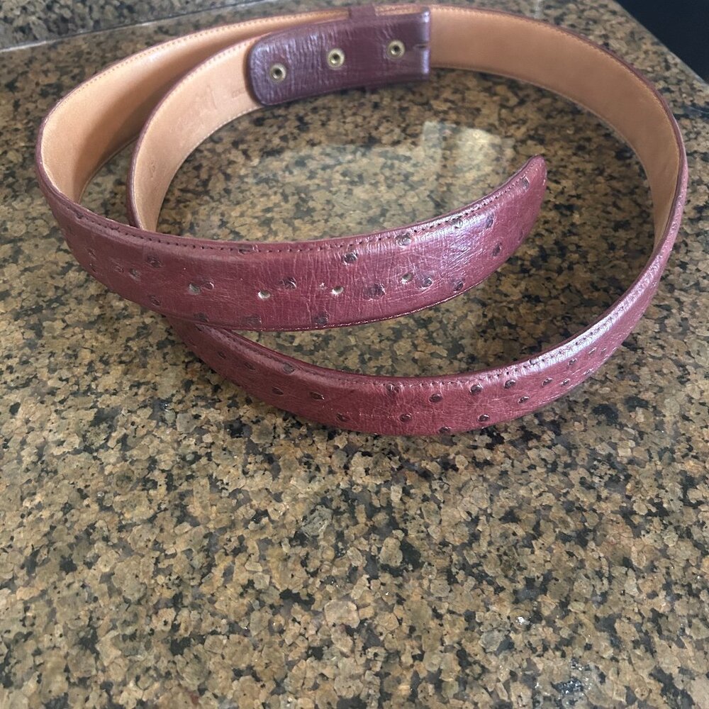 Ferrini Italia Ostrich Leather Belt Size 46 Color Brown (NO BUCKLE)